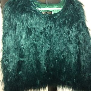 Green faux fur jacket
